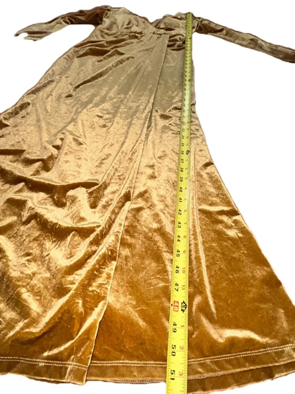 Revelry Giselle Velvet Gold long elegant Dress with an open v neck back Size 4 - Picture 6 of 11